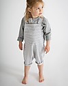 Gray Label Salopette Corta Unisex, Righe Bianco/Grigio - 100% Cotone Bio - 2/4 Anni Salopette
