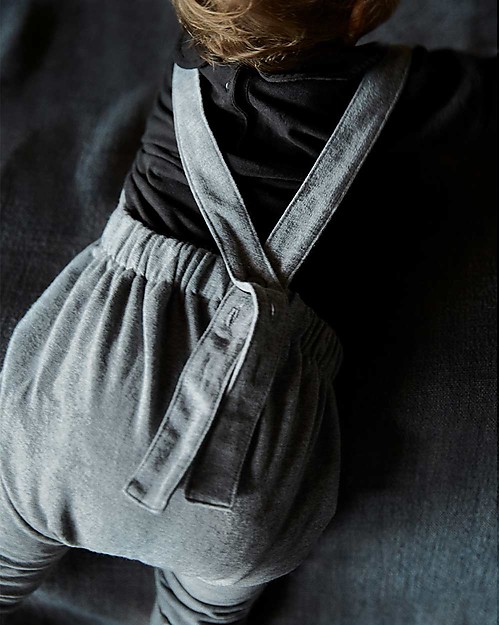 Gray Label Salopette Felpata, Grigio (Taglie Baby) - 100% cotone organico Salopette