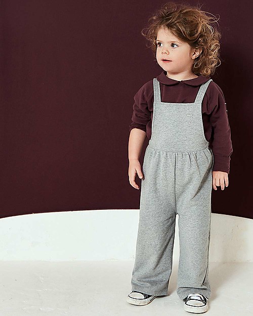 Gray Label Salopette Felpata, Grigio (Taglie Baby) - 100% cotone organico Salopette