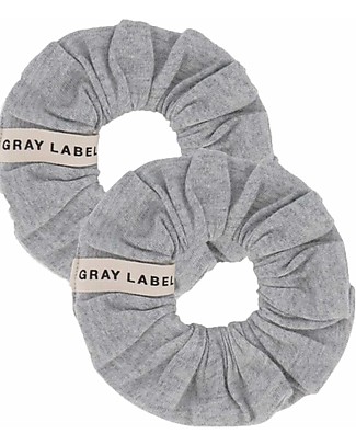 Gray Label Set 2 Elastici per Capelli Scrunchies - Grigio - 100% Cotone Bio Fermacapelli