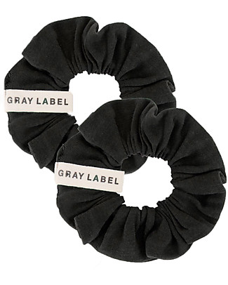Gray Label Set 2 Elastici per Capelli Scrunchies - Nero - 100% Cotone Bio Accessori per Capelli