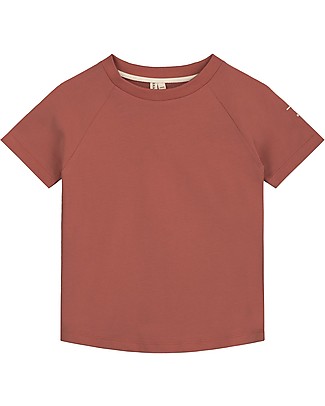 Gray Label T-shirt con Bordo Arrotondato - Faded Red (dai 2 anni in su) - 100% cotone bio T-Shirt e Canotte