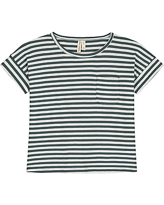Gray Label T-shirt dal Taglio Dritto - Blu Grigio/Bianco - 100% Cotone Bio T-shirt