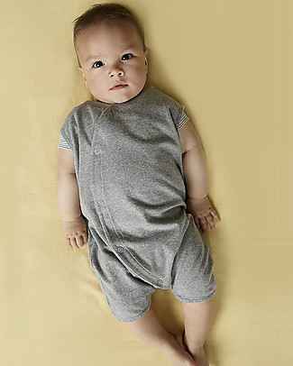 Gray Label Tutina Estiva con Bottoncini - Grigio Melange - 100% Cotone Bio Tutine Corte