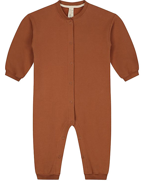 Gray Label Tutina Intera a Maniche Lunghe - Ruggine - Felpa di Cotone Bio GOTS Tutine Lunghe