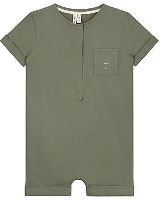 Gray Label Tutina Maniche Corte con Taschino (fino a 2 anni) - Moss - 100% cotone bio Tutine Corte