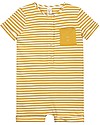 Gray Label Tutina Maniche Corte con Taschino (fino a 2 anni) - Righe Mustard/Off White - 100% cotone bio Tutine Corte