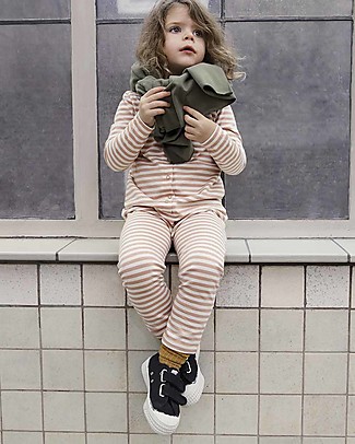 Gray Label Tutina - Rustic Clay/Crema a Righe - 100% Cotone Bio Morbidissimo Tutine Lunghe Senza Piedi
