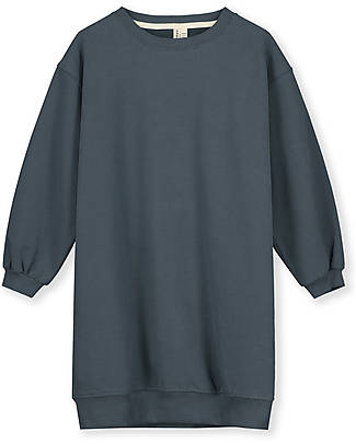 Gray Label Vestito a Maniche Lunghe - Blu Grigio - 100% Felpa di Cotone Bio GOTS Vestiti_