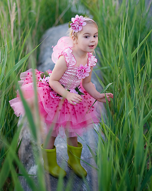 Great Pretenders Costume da Fata Fairy Bloom Deluxe, Rosa - Comprende vestito, ali e cerchietto Travestimenti