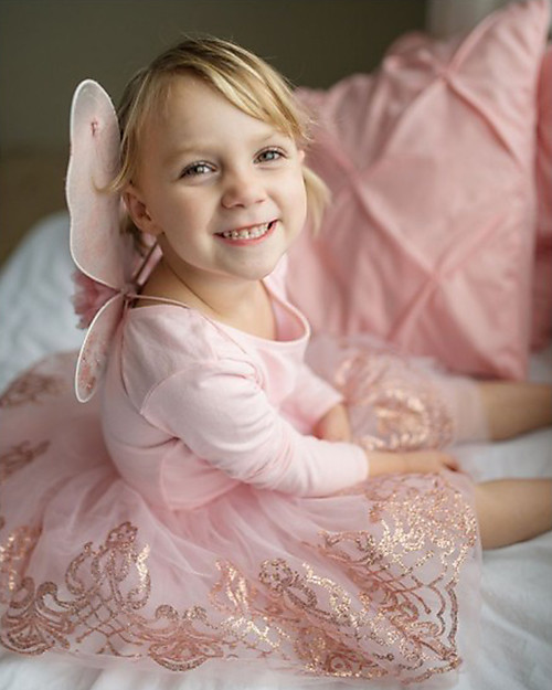 Great Pretenders Costume da Principessa - Rosa/Oro con Brillantini - Comprende Tutu ed Ali! Travestimenti