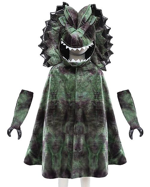 Great Pretenders Mantello per Costume  da Dinosauro - Verde Mix - Copricapo e Artigli Inclusi! - 4-6 anni Travestimenti