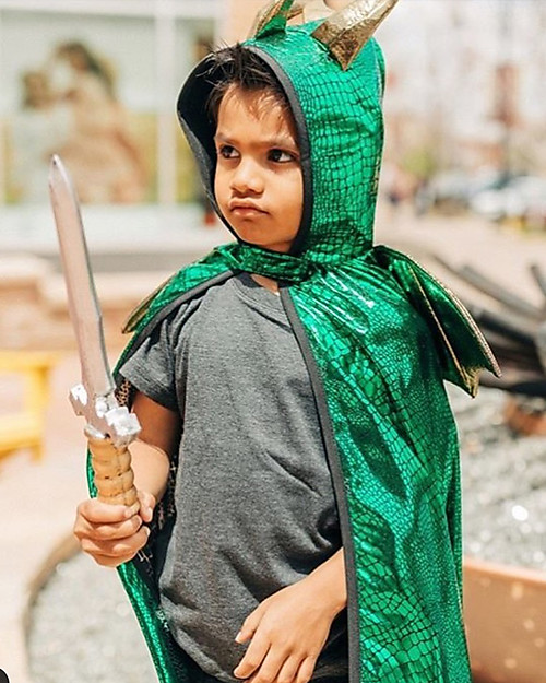 Great Pretenders Mantello per Costume da Drago - Verde ed Oro Travestimenti