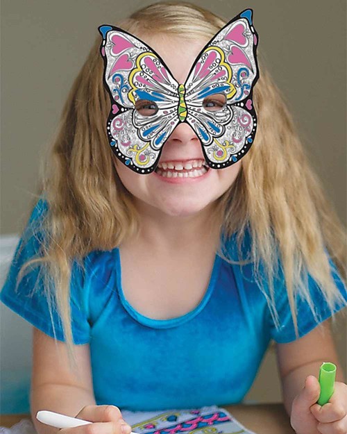 Great Pretenders Maschera Farfalla da Colorare - 3 Pennarelli inclusi Travestimenti