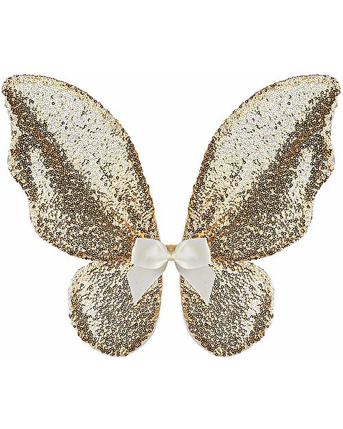 Great Pretenders Set Costume di Paillettes Oro - Gonna/Ali/Bacchetta - 4/6 Anni Travestimenti