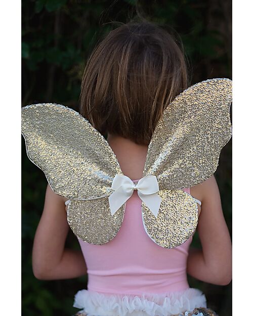 Great Pretenders Set Costume di Paillettes Oro - Gonna/Ali/Bacchetta - 4/6 Anni Travestimenti