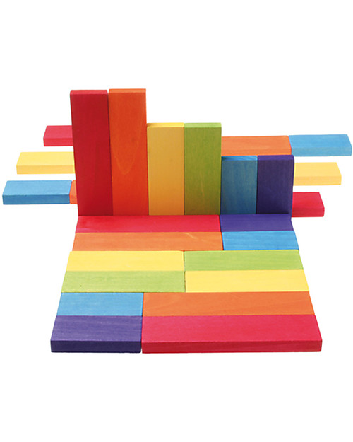 Set di costruzioni in legno Mattoncini multicolore - Elementi arredo  bambini - Eminza