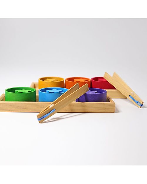 Grimm's Ciotole Arcobaleno - Legno di Tiglio FSC - Conta e Suddividi per Colore! Giochi Montessoriani