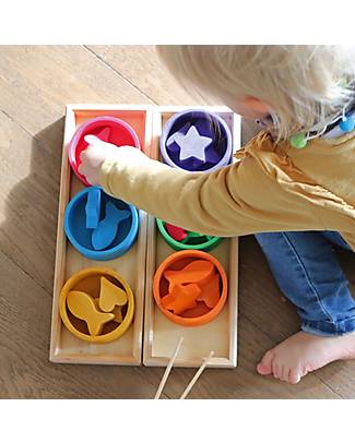 Grimm's Ciotole Arcobaleno - Legno di Tiglio FSC - Conta e Suddividi per Colore! Giochi Montessoriani