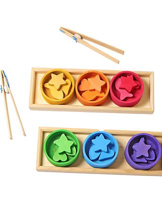 Grimm's Ciotole Arcobaleno - Legno di Tiglio FSC - Conta e Suddividi per Colore! Giochi Montessoriani