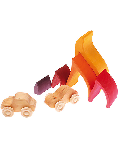 Grimm's Costruzioni Fiamme, Sfumature Rosso - 5 pezzi Costruzioni in Legno