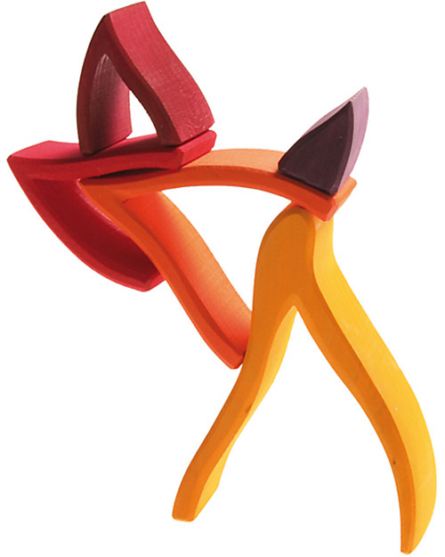 Grimm's Costruzioni Fiamme, Sfumature Rosso - 5 pezzi Costruzioni in Legno