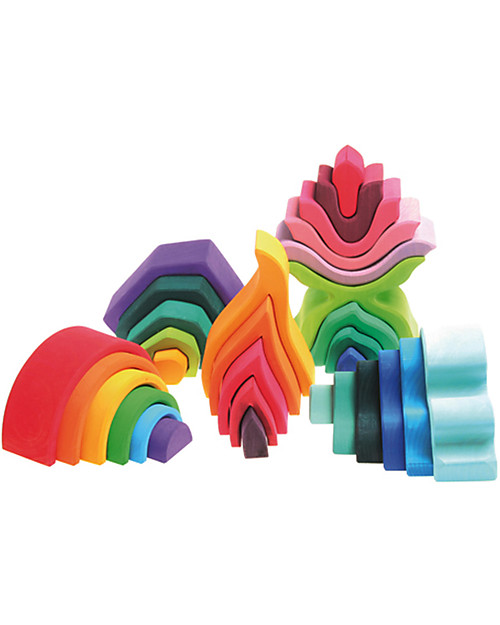 Grimm's Costruzioni Fiamme, Sfumature Rosso - 5 pezzi Costruzioni in Legno