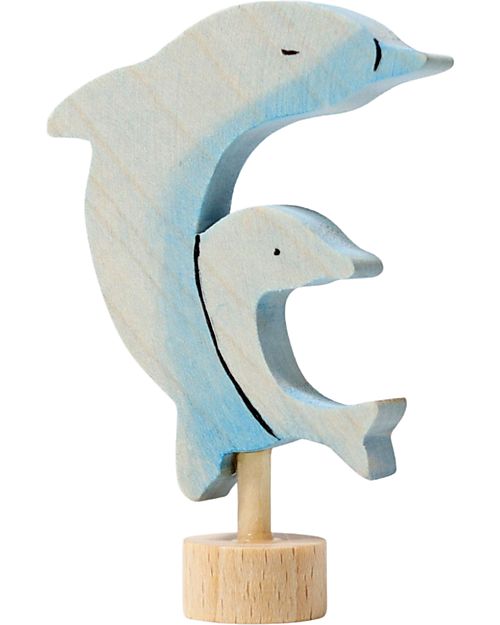 Grimm's Figura Decorativa per Base Anello delle Feste - Due Delfini - 7cm Giochi Montessoriani