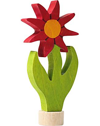 Grimm's Figura Decorativa per Base Anello delle Feste - Fiore Rosso - 7cm Giochi Montessoriani