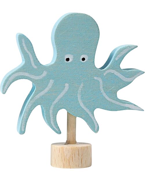 Grimm's Figura Decorativa per Base Anello delle Feste - Polpo  - 8 cm Animali in Legno