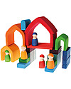 Grimm's Gioco da Impilare Casa Arcobaleno, Colorato - 5 pezzi Giochi Montessoriani