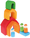 Grimm's Gioco da Impilare Casa Arcobaleno, Colorato - 5 pezzi Giochi Montessoriani