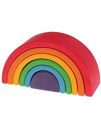 Grimm's Gioco da Impilare in Legno Arcobaleno, 6 Pezzi, 17 cm Construzioni In Legno