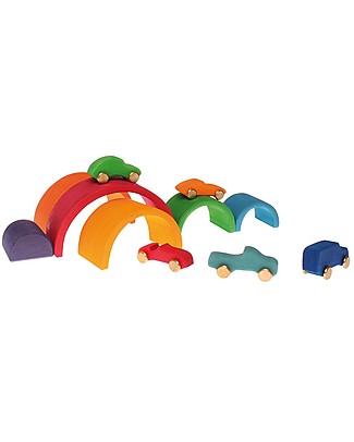 Grimm's Gioco da Impilare in Legno Arcobaleno, 6 Pezzi, 17 cm Construzioni In Legno