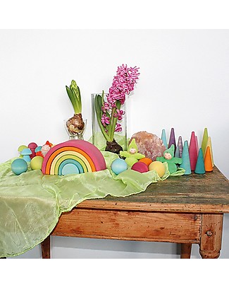 Grimm's Gioco da Impilare in Legno Arcobaleno Pastello, 6 Pezzi, 17 cm Incastri In Legno