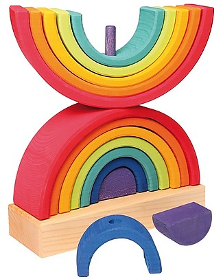 Grimm's Gioco da Impilare in Legno Arcobaleno Torre, 15 Pezzi Giochi Montessoriani