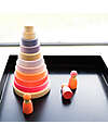 Grimm's Gioco da Impilare in Legno Cono d'Anelli - Comprende 10 Anelli - Rosa Neon Giochi Montessoriani