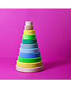Grimm's Gioco da Impilare in Legno Cono d'Anelli - Comprende 10 Anelli - Verde Neon Giochi Montessoriani