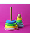 Grimm's Gioco da Impilare in Legno Cono d'Anelli - Comprende 10 Anelli - Verde Neon Giochi Montessoriani