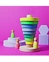 Grimm's Gioco da Impilare in Legno Cono d'Anelli - Comprende 10 Anelli - Verde Neon Giochi Montessoriani