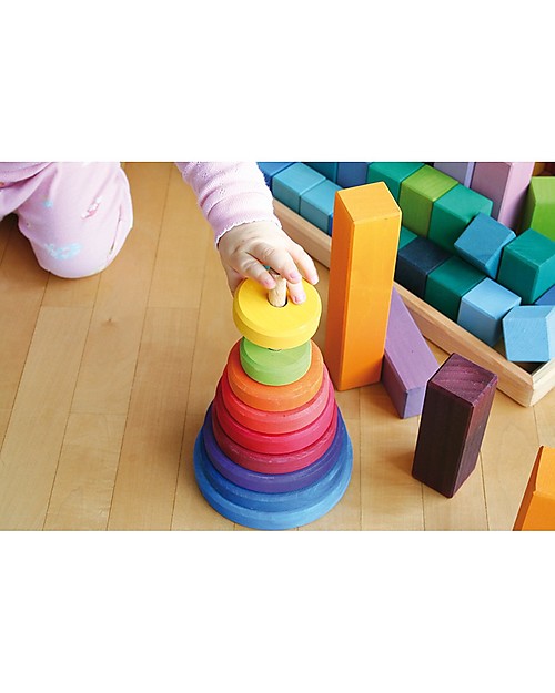 Grimm's Gioco da Impilare in Legno Cono d'Anelli  - Comprende 11 coloratissimi anelli! Incastri in Legno