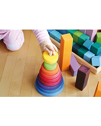 Grimm's Gioco da Impilare in Legno Cono d'Anelli - Comprende 11 coloratissimi anelli! Incastri in Legno