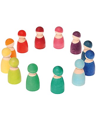 Grimm's Gioco Educativo Amici Arcobaleno - Comprende 12 simpatiche figurine in legno Figurine e Set da Gioco