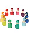 Grimm's Gioco Educativo Amici Arcobaleno - Comprende 12 simpatiche figurine in legno Giochi Montessoriani