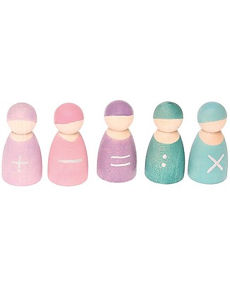 Grimm's Gioco Educativo Amici della Matematica - 5 simpatiche figurine in legno per imparare divertendosi Figurine e Set da Gioco
