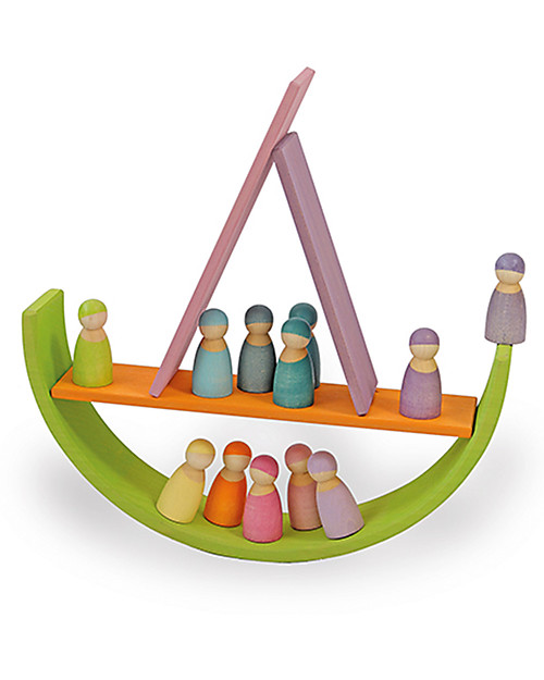 Grimm's Gioco Educativo Amici Pastello - Comprende 12 simpatiche figurine in legno Giochi Montessoriani