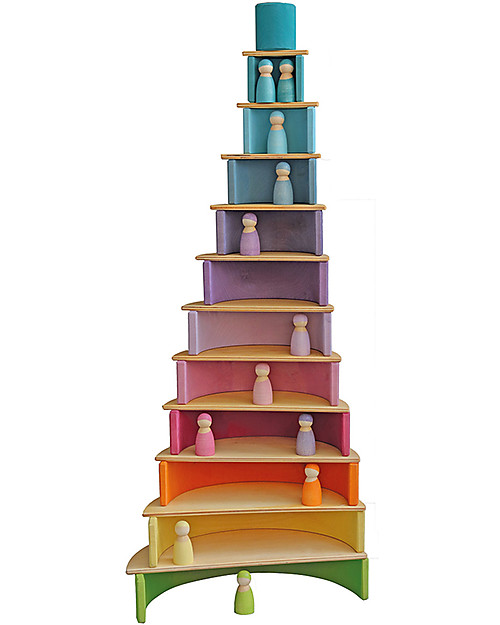 Grimm's Gioco Educativo Amici Pastello - Comprende 12 simpatiche figurine in legno Giochi Montessoriani