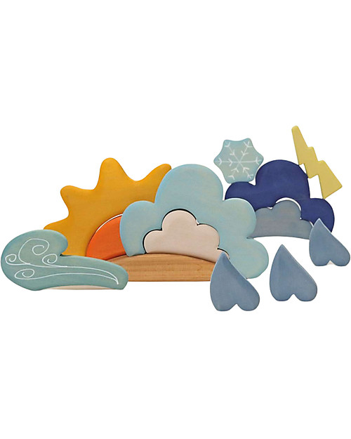 Grimm's Gioco Educativo in Legno - Crea il tuo meteo - Set da 13 pezzi Giochi Montessoriani