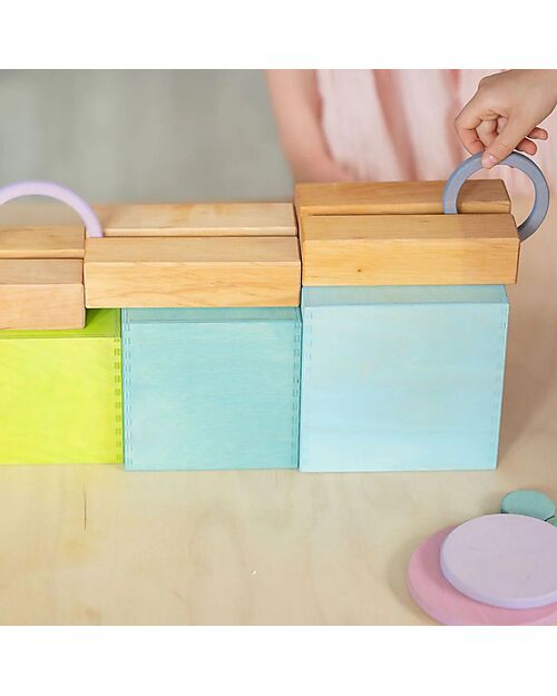 Grimm's Gioco in Legno Anelli e Cerchi Concentrici - Pastello - 20 pezzi Giochi Montessoriani