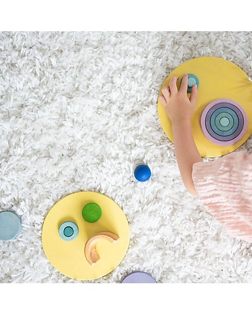 Grimm's Gioco in Legno Anelli e Cerchi Concentrici - Pastello - 20 pezzi Giochi Montessoriani